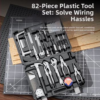 Családi javító szerszámkészlet autóba szerelhető szerszámos ládával, szénacélból, 81-100 darab