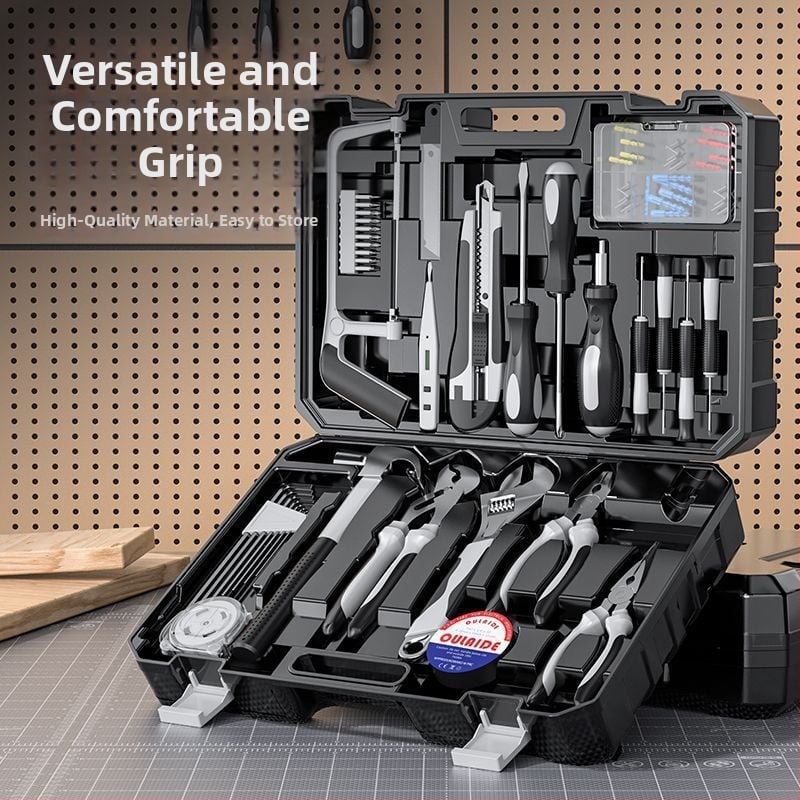 Családi javító szerszámkészlet autóba szerelhető szerszámos ládával, szénacélból, 81-100 darab