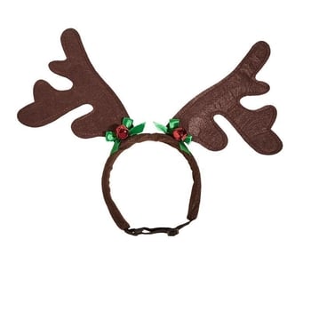 Коледна лента за глава за домашни любимци с пухено топче, светлинни звезди и рога | Полиестер | Коледна тематика | Произход: Гуандун | Лицензирана частна марка