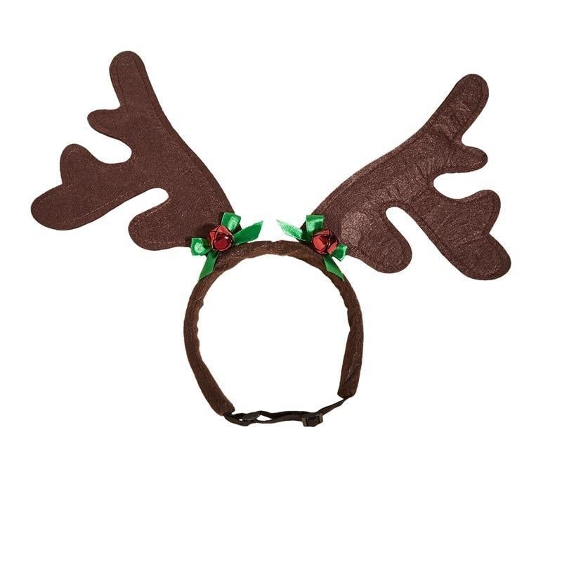 Коледна лента за глава за домашни любимци с пухено топче, светлинни звезди и рога | Полиестер | Коледна тематика | Произход: Гуандун | Лицензирана частна марка