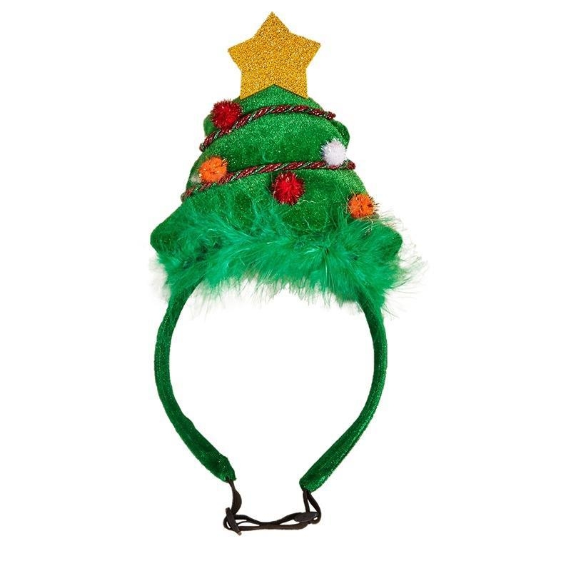 Коледна лента за глава за домашни любимци с пухено топче, светлинни звезди и рога | Полиестер | Коледна тематика | Произход: Гуандун | Лицензирана частна марка