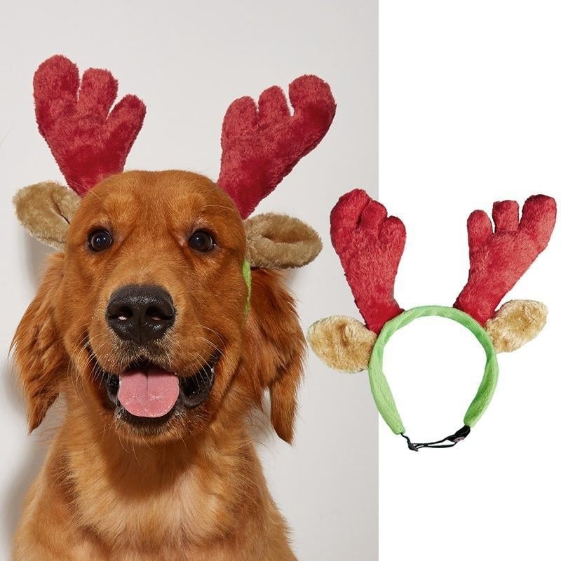 Коледна лента за глава за домашни любимци с пухено топче, светлинни звезди и рога | Полиестер | Коледна тематика | Произход: Гуандун | Лицензирана частна марка