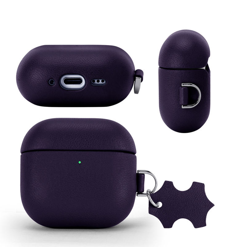 Husă AirPods Pro 2 din piele autentică, protecție completă, realizată manual, compatibilă Apple