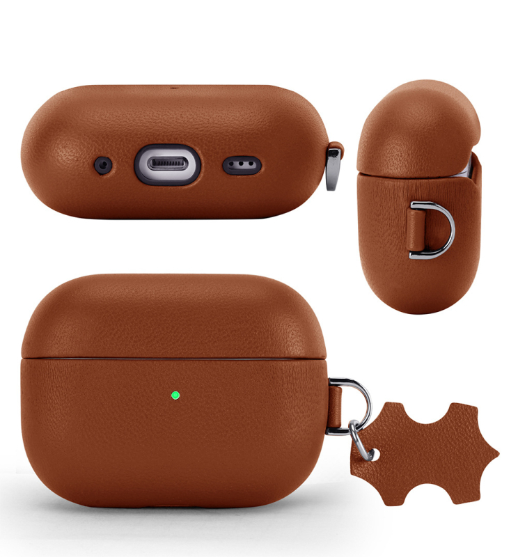 Husă AirPods Pro 2 din piele autentică, protecție completă, realizată manual, compatibilă Apple