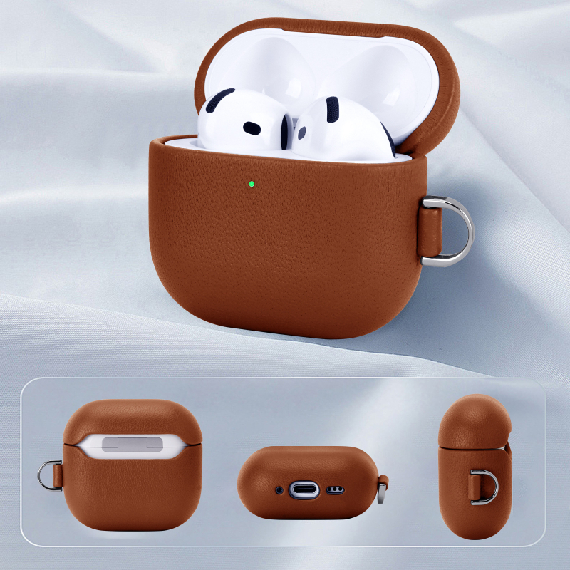 Husă AirPods Pro 2 din piele autentică, protecție completă, realizată manual, compatibilă Apple