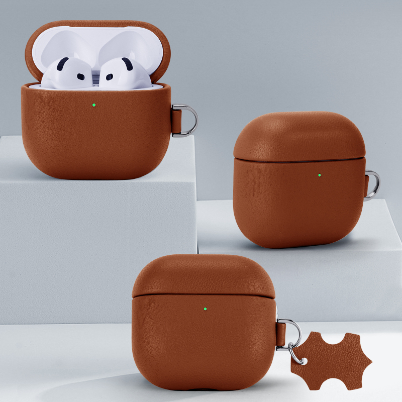 Husă AirPods Pro 2 din piele autentică, protecție completă, realizată manual, compatibilă Apple