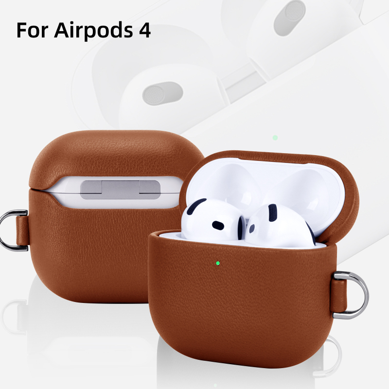 Husă AirPods Pro 2 din piele autentică, protecție completă, realizată manual, compatibilă Apple