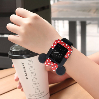 Apple Watch S10 защитен калъф със лък-дизайн Мики и Мини, силиконов корпус, xinruntai
