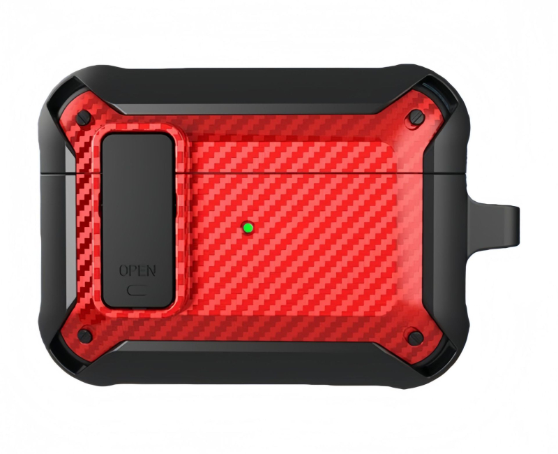 Shell Valley TPU futrola za AirPods Pro 2 s prekidačem zaključavanja, karbonska vlakna, otporna na padove, protiv gubitka