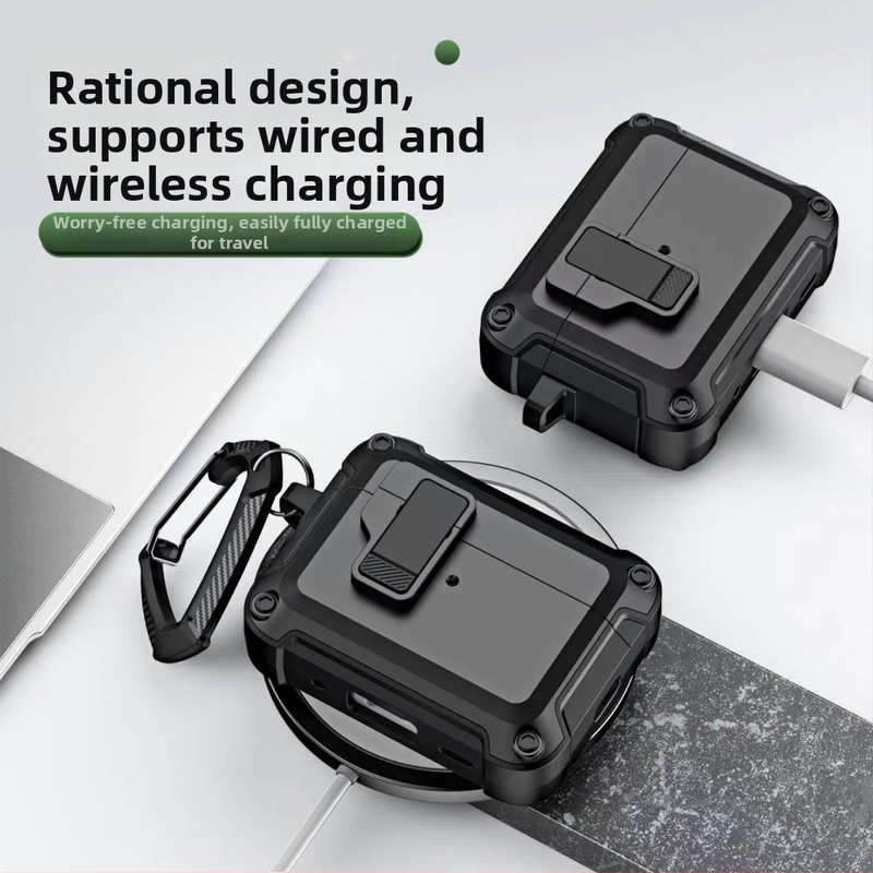 DTET Ochranný obal pre AirPods Pro 2 a AirPods 4 – PC, vstrekované formovanie, prenášateľný, univerzálny pre Apple slúchadlá