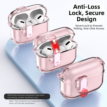 Zaštitno kućište za AirPods Pro 3/2/4/3/1 s automatskim poklopcem koji se podiže, TPU, prozirno protiv žutila, jednodijelni dizajn, sigurnosna brava