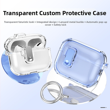 Zaštitno kućište za AirPods Pro 3/2/4/3/1 s automatskim poklopcem koji se podiže, TPU, prozirno protiv žutila, jednodijelni dizajn, sigurnosna brava