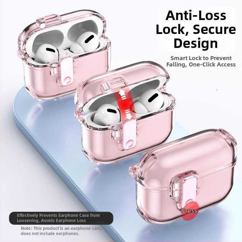 Zaštitno kućište za AirPods Pro 3/2/4/3/1 s automatskim poklopcem koji se podiže, TPU, prozirno protiv žutila, jednodijelni dizajn, sigurnosna brava