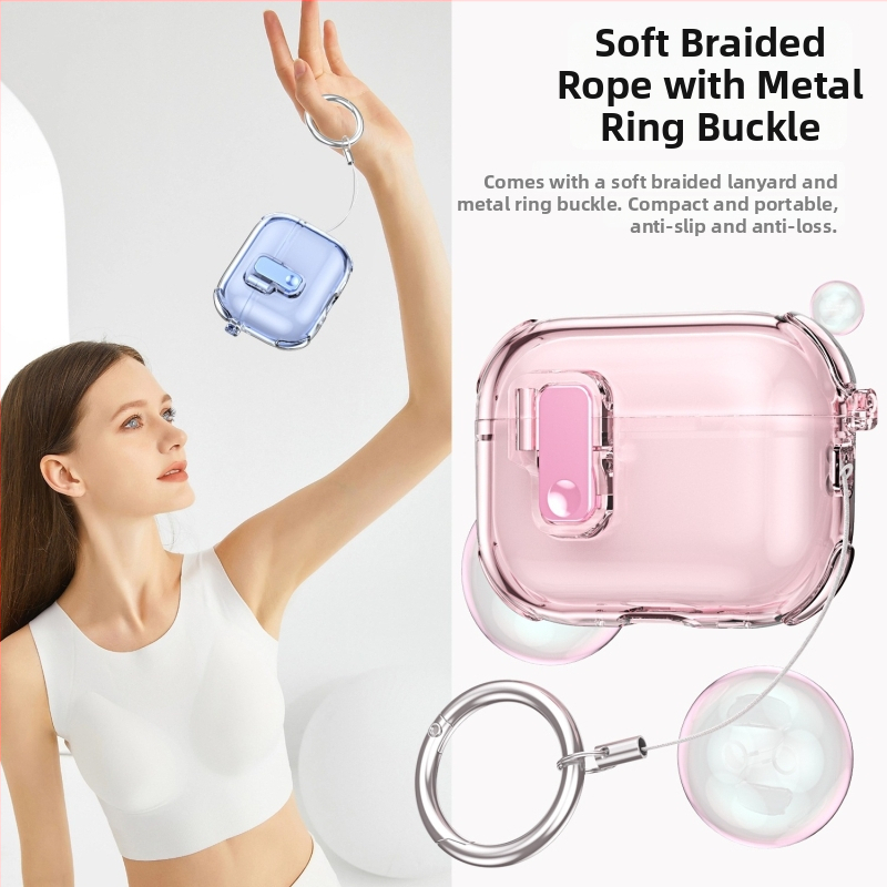 Zaštitno kućište za AirPods Pro 3/2/4/3/1 s automatskim poklopcem koji se podiže, TPU, prozirno protiv žutila, jednodijelni dizajn, sigurnosna brava