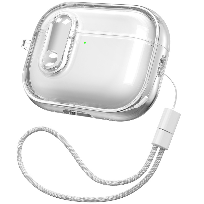 AirPods Pro 3 védőtok - TPU+PC anyag, elektroplatinált felület, lehajtható fedél, átlátszó dizájn, kompatibil AirPods Pro 3 és AirPods 4