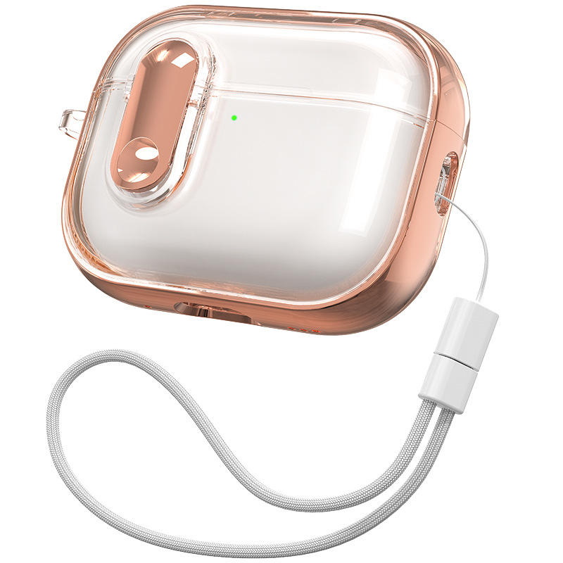 AirPods Pro 3 védőtok - TPU+PC anyag, elektroplatinált felület, lehajtható fedél, átlátszó dizájn, kompatibil AirPods Pro 3 és AirPods 4