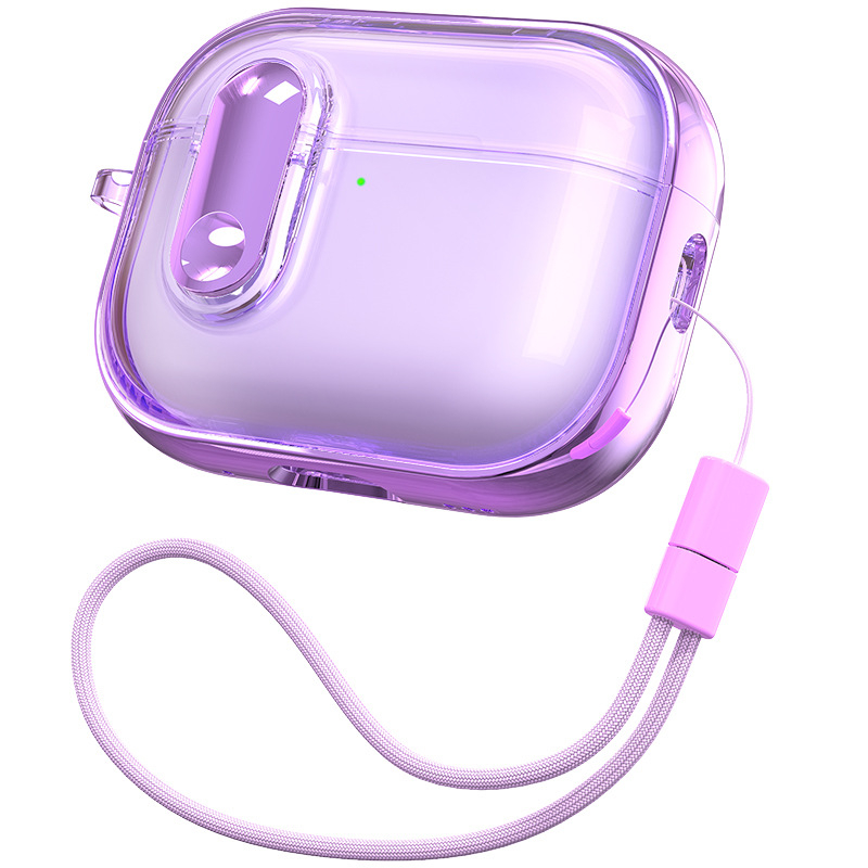 AirPods Pro 3 védőtok - TPU+PC anyag, elektroplatinált felület, lehajtható fedél, átlátszó dizájn, kompatibil AirPods Pro 3 és AirPods 4