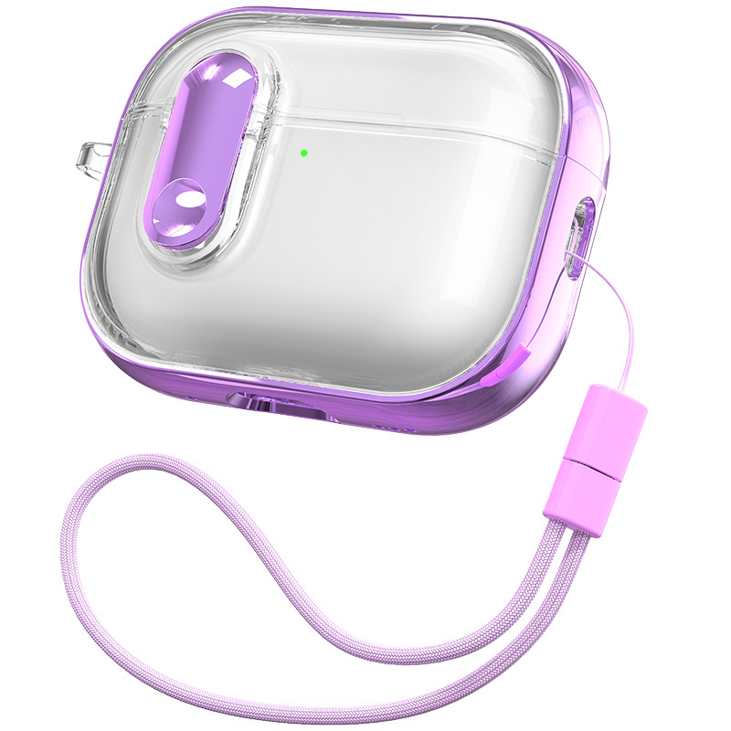 AirPods Pro 3 védőtok - TPU+PC anyag, elektroplatinált felület, lehajtható fedél, átlátszó dizájn, kompatibil AirPods Pro 3 és AirPods 4