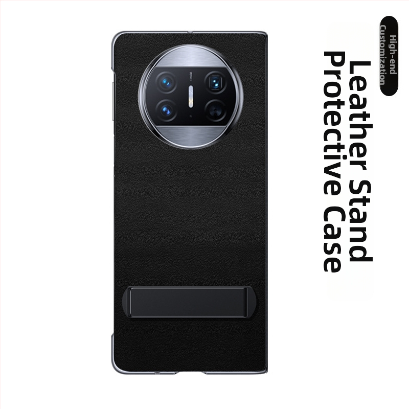 Huawei Mate X6 ādas korpuss ar statīvu un priekšējā rāmis aizsardzību — Īsta āda, Roku darbs, Personalizējams