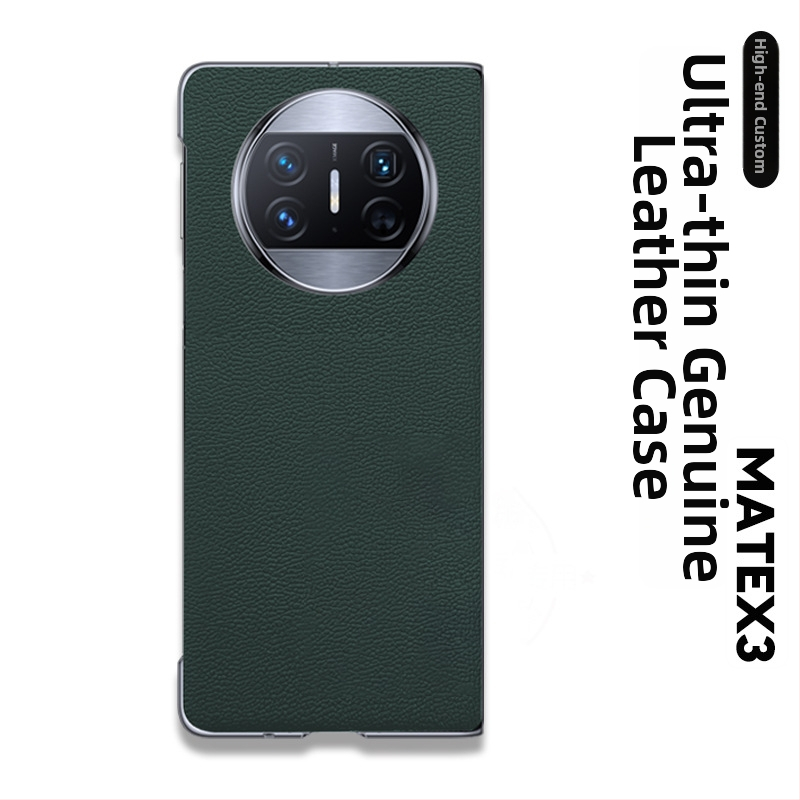 Huawei Mate X6 ādas korpuss ar statīvu un priekšējā rāmis aizsardzību — Īsta āda, Roku darbs, Personalizējams