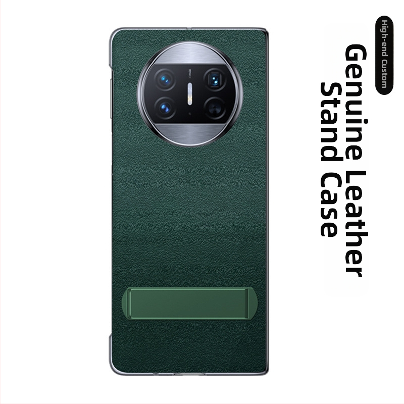 Huawei Mate X6 ādas korpuss ar statīvu un priekšējā rāmis aizsardzību — Īsta āda, Roku darbs, Personalizējams