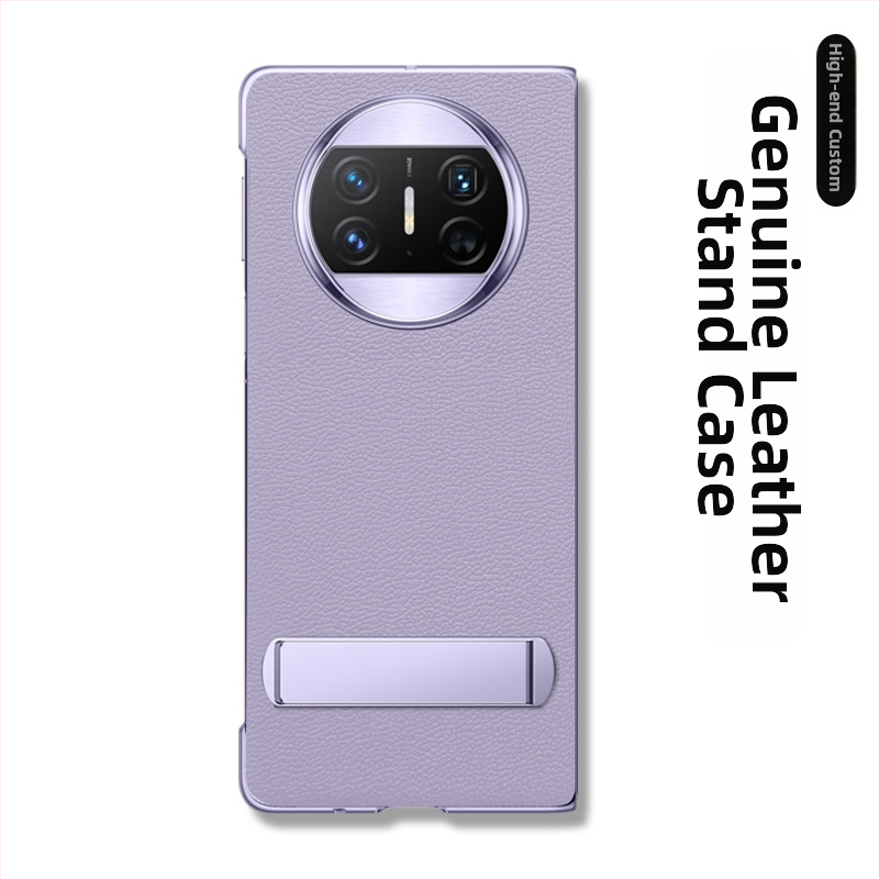 Huawei Mate X6 ādas korpuss ar statīvu un priekšējā rāmis aizsardzību — Īsta āda, Roku darbs, Personalizējams