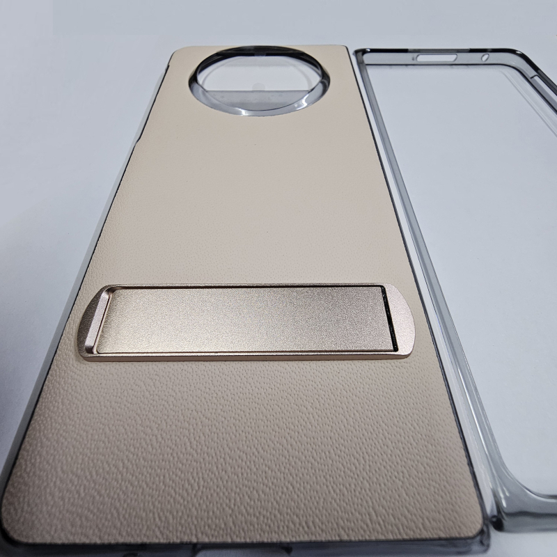 Huawei Mate X6 ādas korpuss ar statīvu un priekšējā rāmis aizsardzību — Īsta āda, Roku darbs, Personalizējams