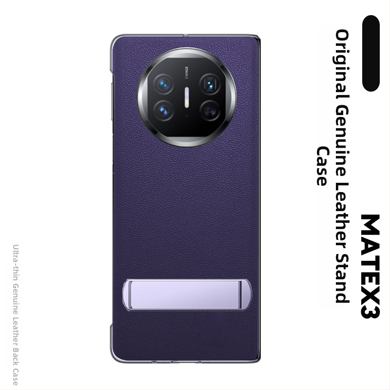 Huawei Mate X6 ādas korpuss ar statīvu un priekšējā rāmis aizsardzību — Īsta āda, Roku darbs, Personalizējams
