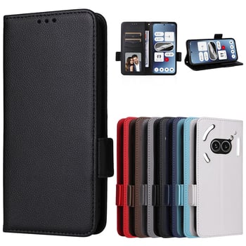 Калъф за Nothing Phone 3A Pro с прегъващ капак | TPU+кожа, джоб за карта, удароустойчив