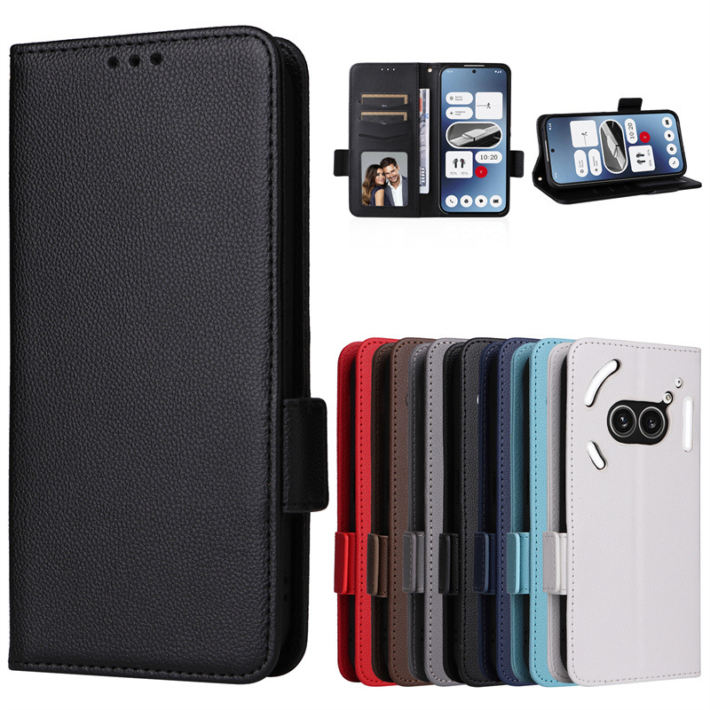 Калъф за Nothing Phone 3A Pro с прегъващ капак | TPU+кожа, джоб за карта, удароустойчив