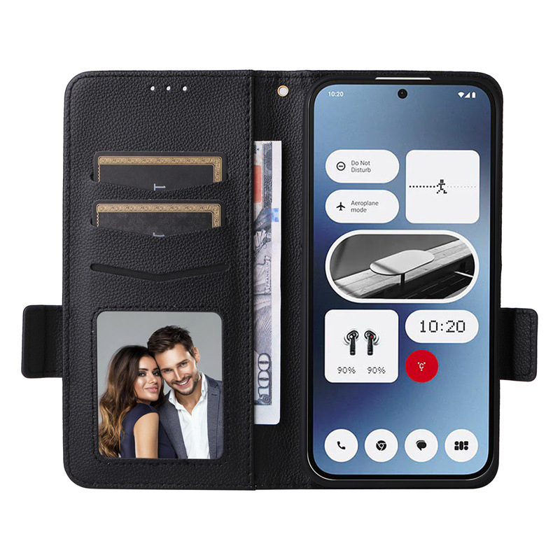 Калъф за Nothing Phone 3A Pro с прегъващ капак | TPU+кожа, джоб за карта, удароустойчив