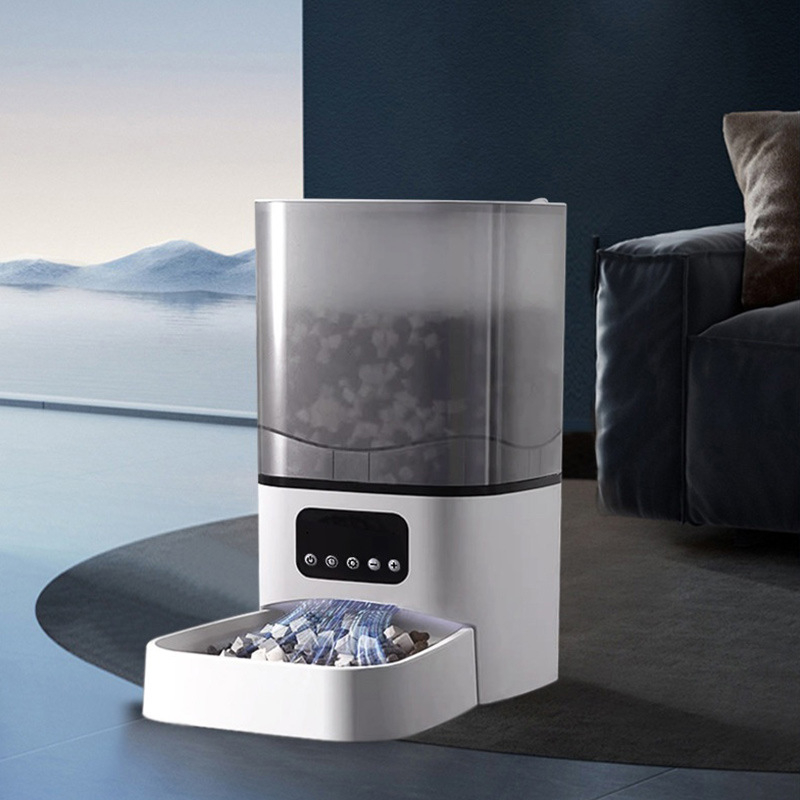 Автоматичен подавач за храна за котки и кучета с таймер за хранене, камера за наблюдение и управление чрез приложение; разглобяем дизайн, 1250 g