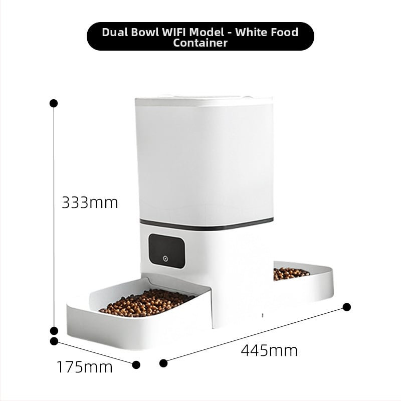 Автоматичен подавач за храна за котки и кучета с таймер за хранене, камера за наблюдение и управление чрез приложение; разглобяем дизайн, 1250 g