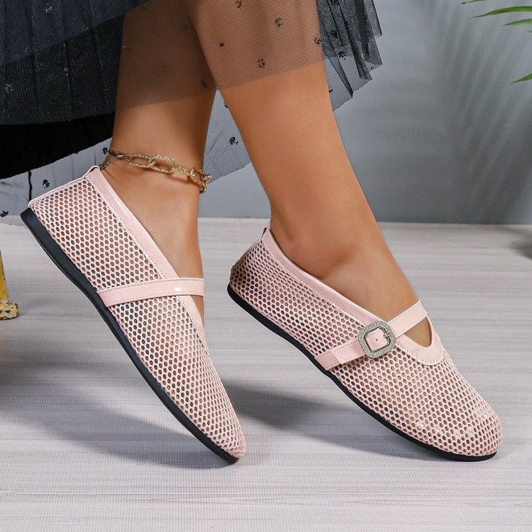 Női minimalist balerina cipő kerek orrú, PU felsőrész, alacsony négyzet alakú sarok, gumírozott talp