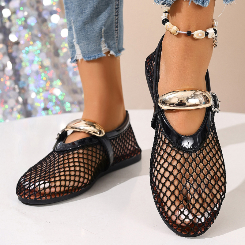 Női minimalist balerina cipő kerek orrú, PU felsőrész, alacsony négyzet alakú sarok, gumírozott talp