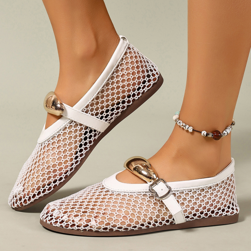 Női minimalist balerina cipő kerek orrú, PU felsőrész, alacsony négyzet alakú sarok, gumírozott talp