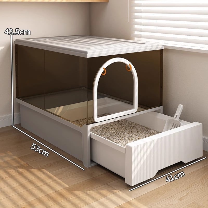 Котешка тоалетна тава с полузакрита конструкция, квадратна форма, други материали, нормални спецификации