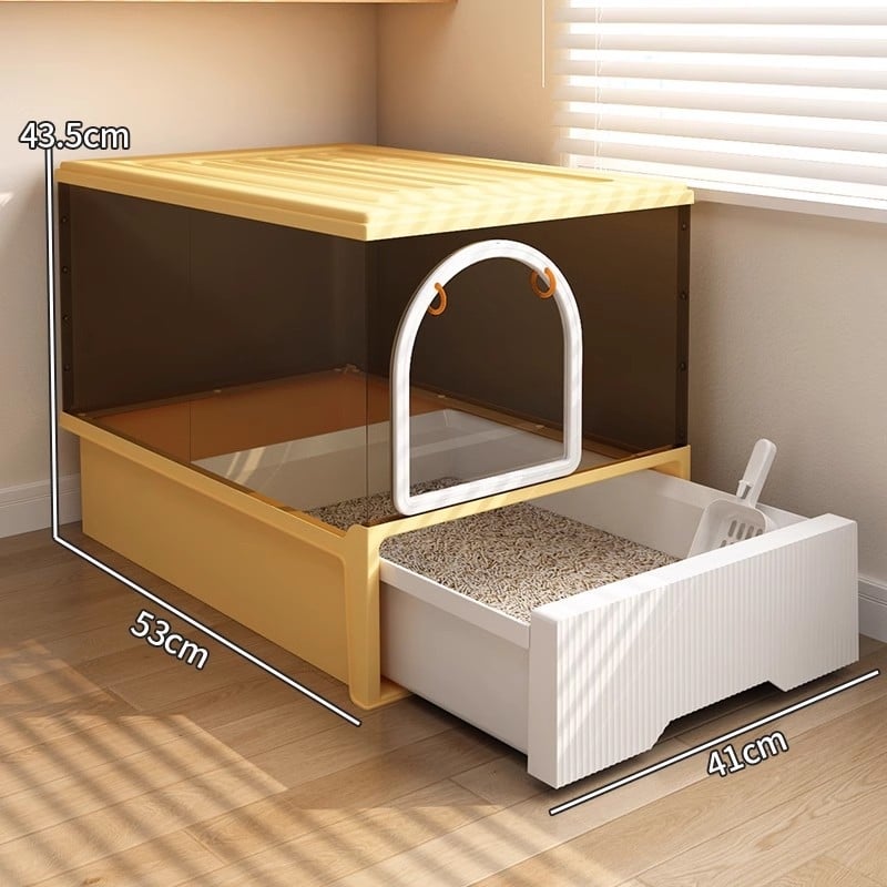 Котешка тоалетна тава с полузакрита конструкция, квадратна форма, други материали, нормални спецификации