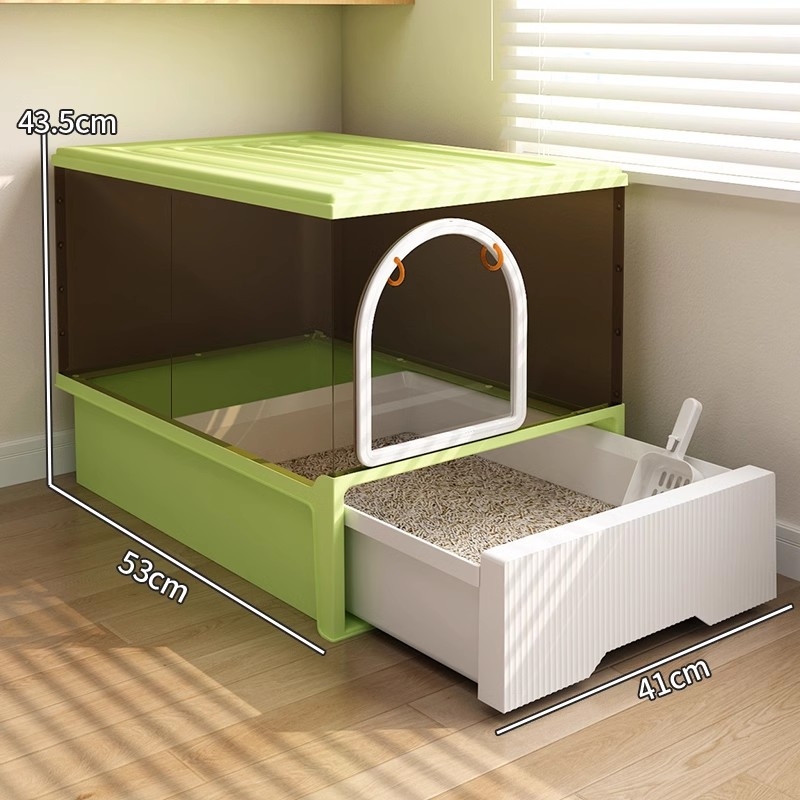 Котешка тоалетна тава с полузакрита конструкция, квадратна форма, други материали, нормални спецификации