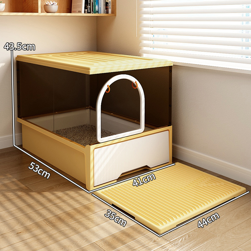 Котешка тоалетна тава с полузакрита конструкция, квадратна форма, други материали, нормални спецификации