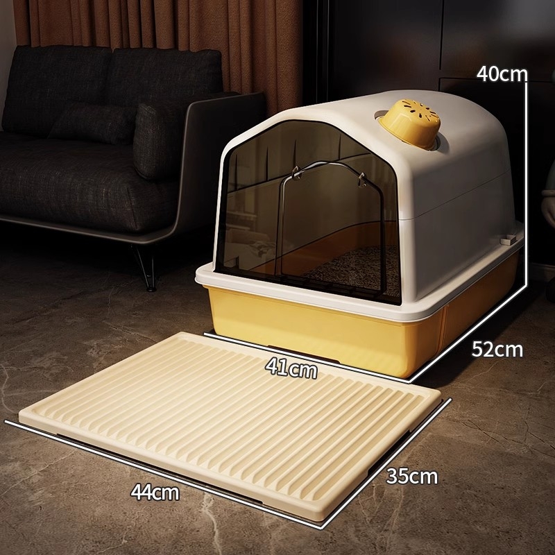Котешка тоалетна тава с полузакрита конструкция, квадратна форма, други материали, нормални спецификации
