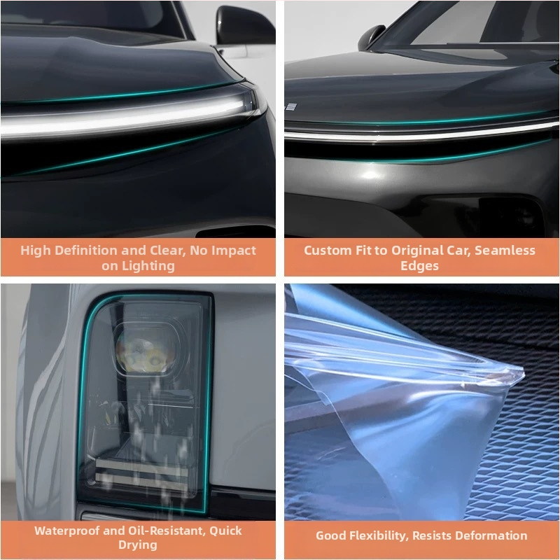 Film de protecție pentru faruri și semnalizatoare Li Auto L6/L7/L8/L9 — Material HD TPU, cu inel stelat