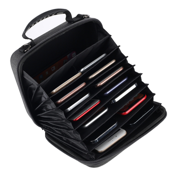 Τσάντα για κινητά τηλέφωνα με πολλαπλές θήκες καρτών, σκληρός θήκη τύπου κουτιού, Oxford ύφασμα, unisex, 16 smartphones