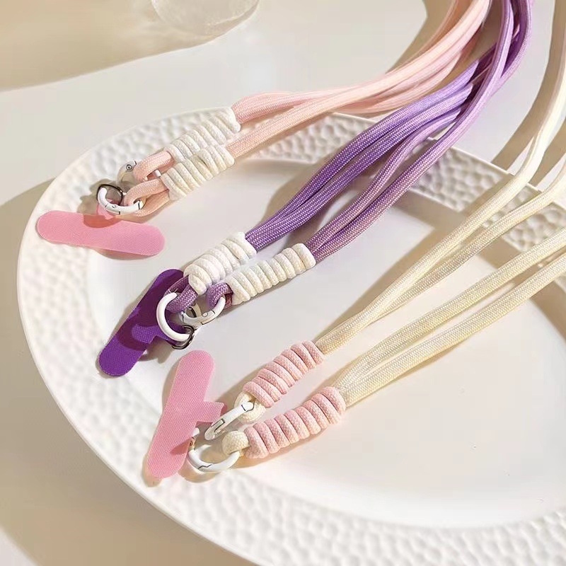 Mobitel lanyard s pletenim užetom i plastičnim kopčom, ženski stil, dugačak remen