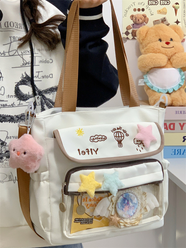 Crossbody torba s osvježavajućim i slatkim stilom, poliester, horizontalno kvadratni oblik, zatvaranje na zip, unutarnja laminirana džep
