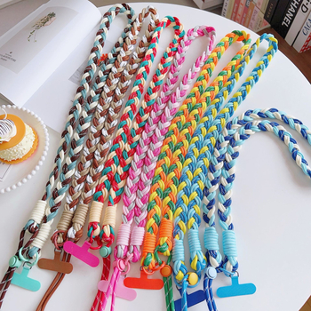 Macramé crossbody λουρί για τηλέφωνο, πολυεστερικό σκοινί, μεταλλικό αγκράφα, μακρύς ρυθμιζόμενος, εκτύπωση λογότυπου