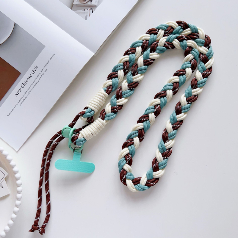 Macramé crossbody λουρί για τηλέφωνο, πολυεστερικό σκοινί, μεταλλικό αγκράφα, μακρύς ρυθμιζόμενος, εκτύπωση λογότυπου