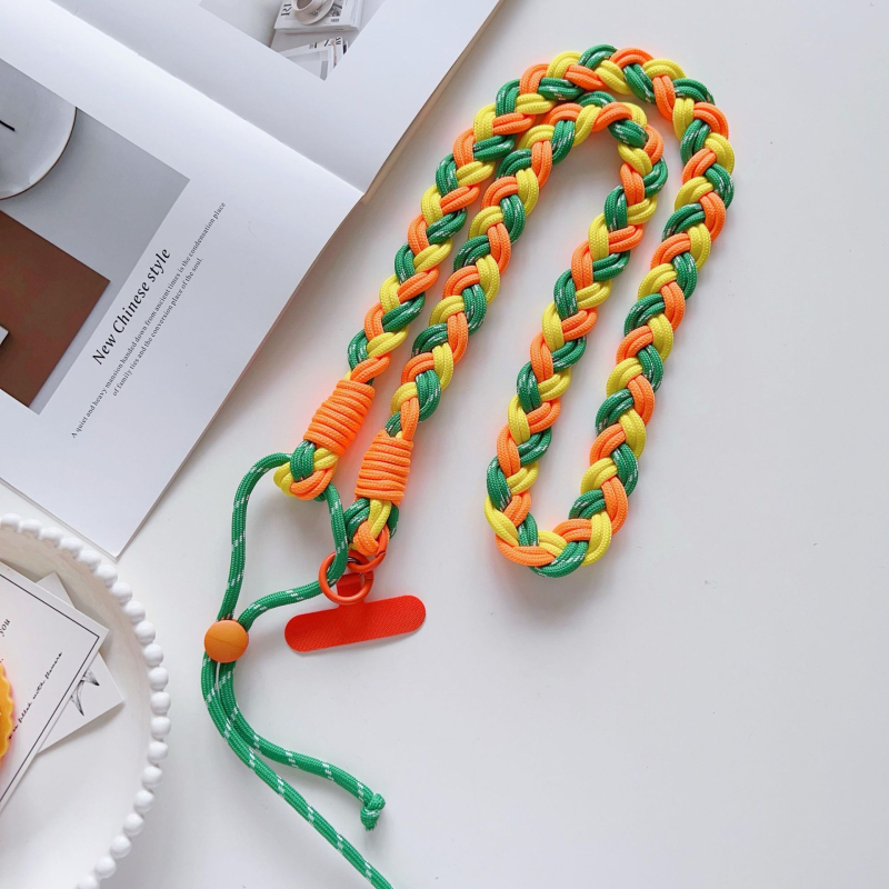 Macramé crossbody λουρί για τηλέφωνο, πολυεστερικό σκοινί, μεταλλικό αγκράφα, μακρύς ρυθμιζόμενος, εκτύπωση λογότυπου