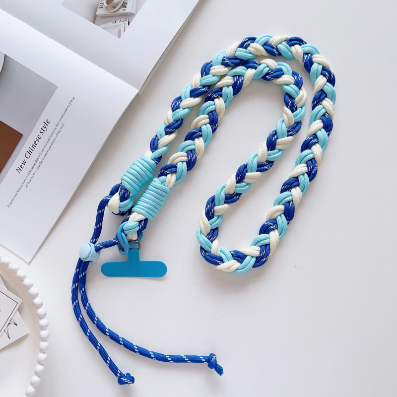 Macramé crossbody λουρί για τηλέφωνο, πολυεστερικό σκοινί, μεταλλικό αγκράφα, μακρύς ρυθμιζόμενος, εκτύπωση λογότυπου