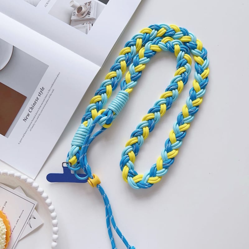 Macramé crossbody λουρί για τηλέφωνο, πολυεστερικό σκοινί, μεταλλικό αγκράφα, μακρύς ρυθμιζόμενος, εκτύπωση λογότυπου